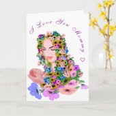 私はあなたを愛するママのカードベビー カード (黄色い花)