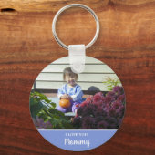 私はあなたを愛するママのミニマルな2つのフォトブルー キーホルダー (裏面)