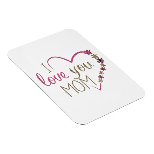 私はあなたを愛するママグリッターハート マグネット (右側)