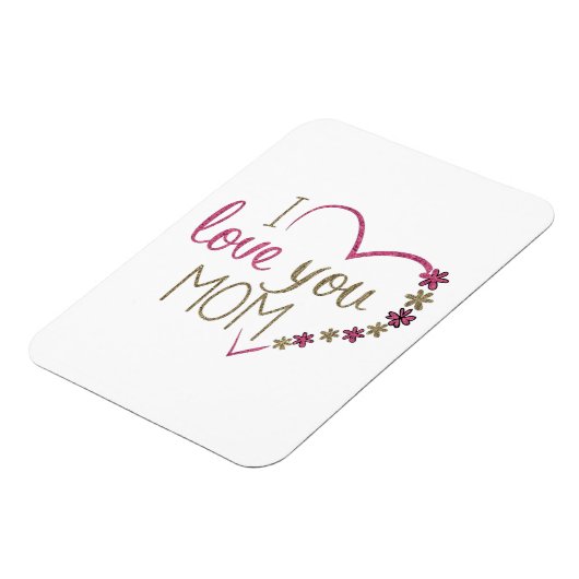 私はあなたを愛するママグリッターハート マグネット (左側)