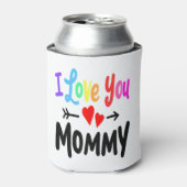 私はあなたを愛するママハートガールボーイかわいいママD 缶クーラー (缶正面)