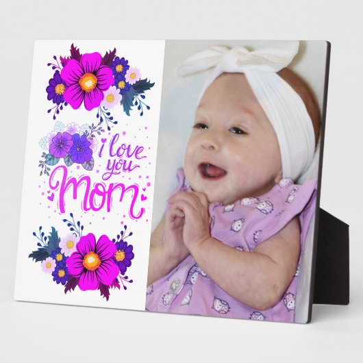 私はあなたを愛するママフローラポートレート フォトプラーク (側面)