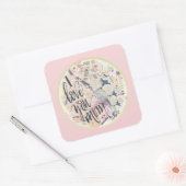 私はあなたを愛するママ光ピンクの水色任意の名前を追加 スクエアシール (封筒)