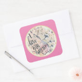 私はあなたを愛するママ熱いピンクの水の色を追加任意の名前 スクエアシール (封筒)