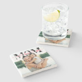 私はあなたを愛するママ赤いハートタイポグラフィ写真 ストーンコースター (横)