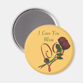 私はあなたを愛するママ赤いバラハート磁石 マグネット (正面/裏面)