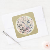 私はあなたを愛するママ金ゴールド水色任意の名前を追加 スクエアシール (封筒)