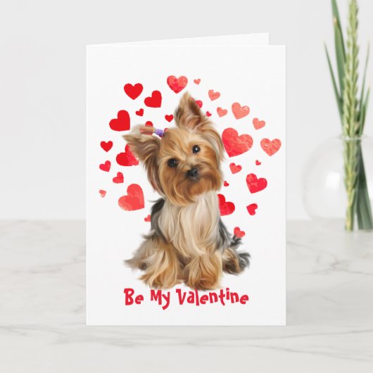 私はあなたを愛するヨークシャーテリアドッグバレンタイン シーズンカード (正面)