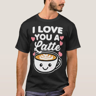 私はあなたを愛するラテコーヒーハートバレンタインデーW Tシャツ