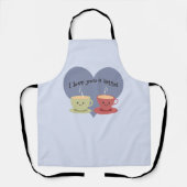 私はあなたを愛するラテコーヒー愛とプリン エプロン (正面)