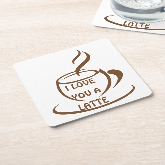 私はあなたを愛するラテロマンおもしろいデザイン スクエアペーパーコースター (アングル)