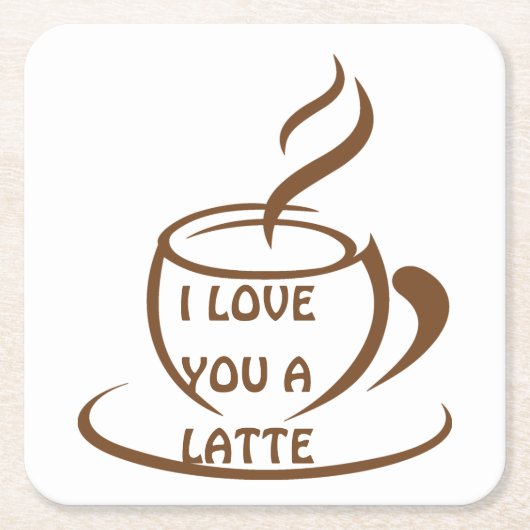 私はあなたを愛するラテロマンおもしろいデザイン スクエアペーパーコースター (正面)