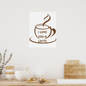 私はあなたを愛するラテロマンおもしろいデザイン ポスター (キッチン)