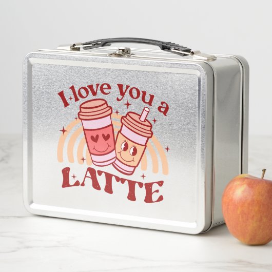 私はあなたを愛するラテ | かわいいコーヒーカッププン メタルランチボックス (インサイチュ)