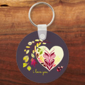 私はあなたを愛するレトロボホハートの形バレンタイン キーホルダー (正面)