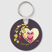 私はあなたを愛するレトロボホハートの形バレンタイン キーホルダー (裏面)