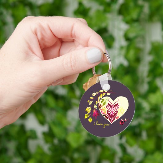 私はあなたを愛するレトロボホハートの形バレンタイン キーホルダー (手)