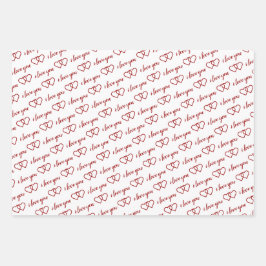 私はあなたを愛するロマンチックなバレンタイン赤いハートストライプ ラッピングペーパーシート