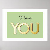 私はあなたを愛するロマンチックな緑のスクリプトタイポグラフィ光沢 箔ポスター (正面)