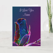 私はあなたを愛するローズブドパーソナライズされた花 カード (正面)