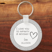 私はあなたを愛するヴァレンティーンズデイシルバーカスタムグリッター キーホルダー (正面)