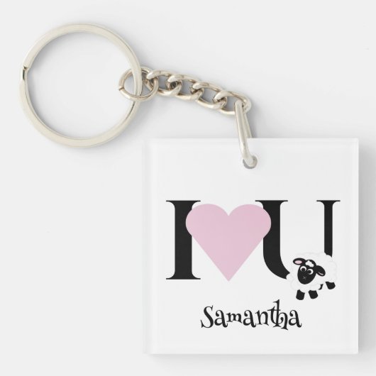 私はあなたを愛する可愛い名前の漫画の羊 キーホルダー (正面)