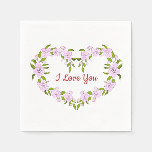私はあなたを愛する可愛い花 スタンダードカクテルナプキン (正面)