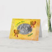 私はあなたを愛する女の子と子犬のフレームのフォトカード シーズンカード (正面)