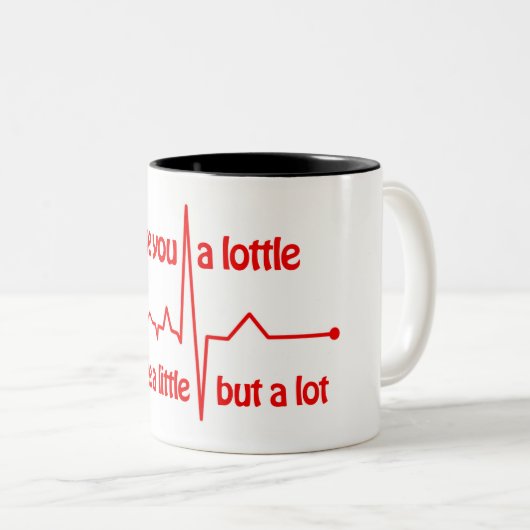 私はあなたを愛する少し、ハートビート可愛いロマンチックなミーム ツートーンマグカップ (正面右)
