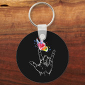 私はあなたを愛する手指言語バタフライパズルパイ キーホルダー (正面)