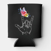 私はあなたを愛する手指言語バタフライパズルパイ 缶クーラー (正面)