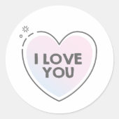 私はあなたを愛する文字のハートフレーム ラウンドシール (正面)