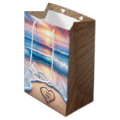 私はあなたを愛する文字サンドビーチ ミディアムペーパーバッグ (正面アングル)