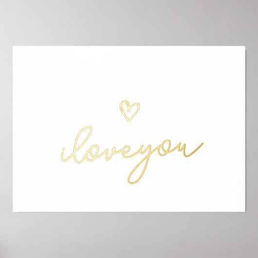 私はあなたを愛する文字金ゴールドハートウォール 箔ポスター (正面)