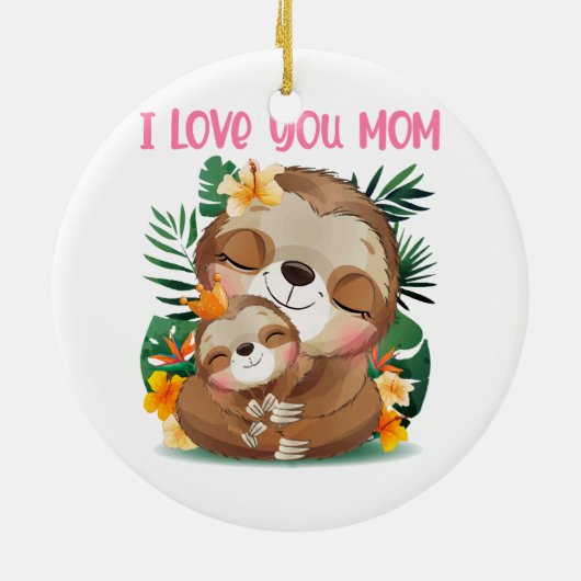 私はあなたを愛する母かわいい母とベビーナマズ セラミックオーナメント (裏面)