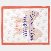 私はあなたを愛する母タイポグラフィ可愛いモダン母の日 フリースブランケット (正面(横))