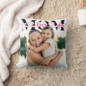 私はあなたを愛する母ピンクのハートタイポグラフィ写真 クッション (ブランケット)