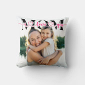 私はあなたを愛する母ピンクのハートタイポグラフィ写真 クッション (正面)