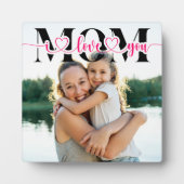 私はあなたを愛する母ピンクのハートタイポグラフィ写真 フォトプラーク (正面)