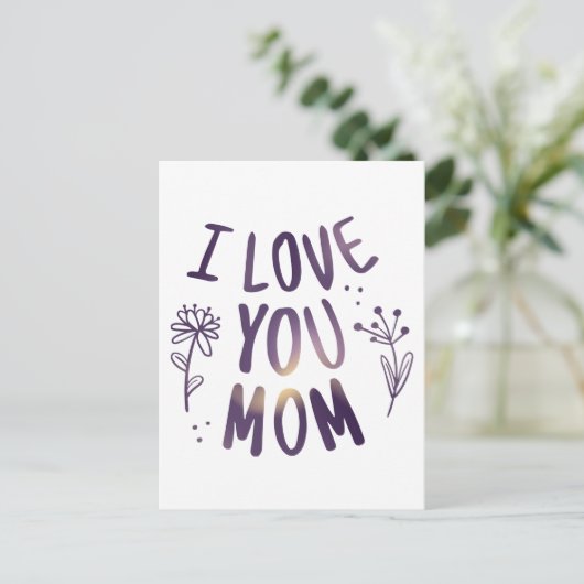 私はあなたを愛する母フローラ母の日ギフトアイディア ポストカード (スタンド正面)