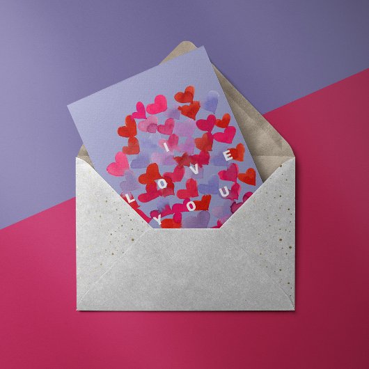 私はあなたを愛する水彩ハート葉書 ポストカード