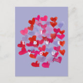 私はあなたを愛する水彩ハート葉書 ポストカード (正面)