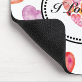 私はあなたを愛する水彩ハート マウスパッド (コーナー)