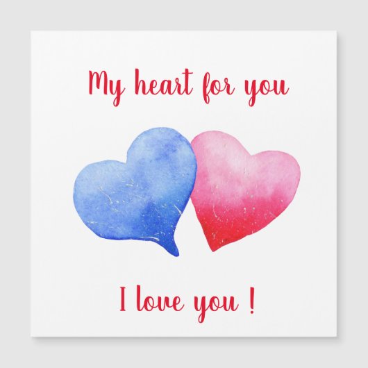 私はあなたを愛する水色の赤と青のハート (正面)