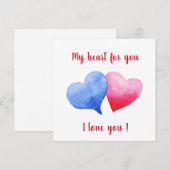 私はあなたを愛する水色の赤と青のハート (正面/裏面)