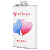 私はあなたを愛する水色の赤と青のハート フラスク (左)
