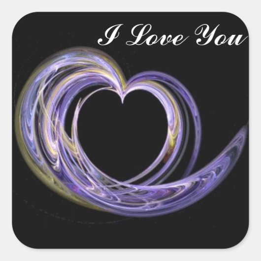 私はあなたを愛する紫の渦巻きハート スクエアシール (正面)
