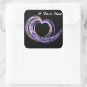 私はあなたを愛する紫の渦巻きハート スクエアシール (バッグ)