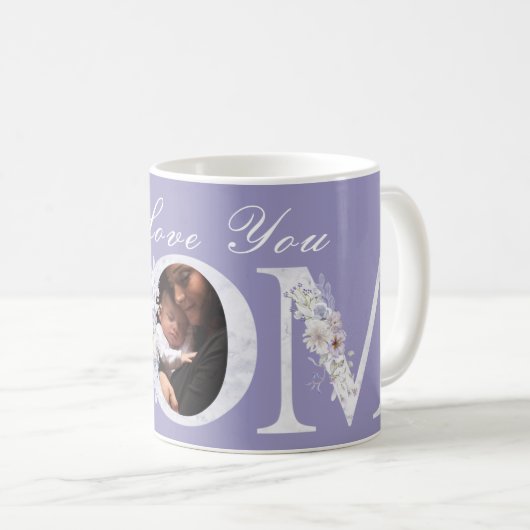 私はあなたを愛する紫色の母のギフトコーヒーマグ コーヒーマグカップ (正面右)