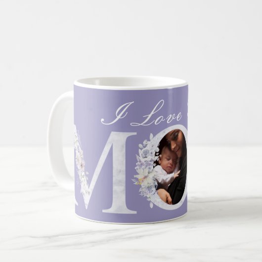 私はあなたを愛する紫色の母のギフトコーヒーマグ コーヒーマグカップ (正面左)
